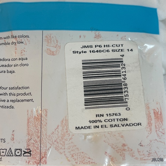 Vtg Just My Size COTTON Briefs Panties Sz 14 WHITE Pack of 6 New Open Package - Picture 10 of 13